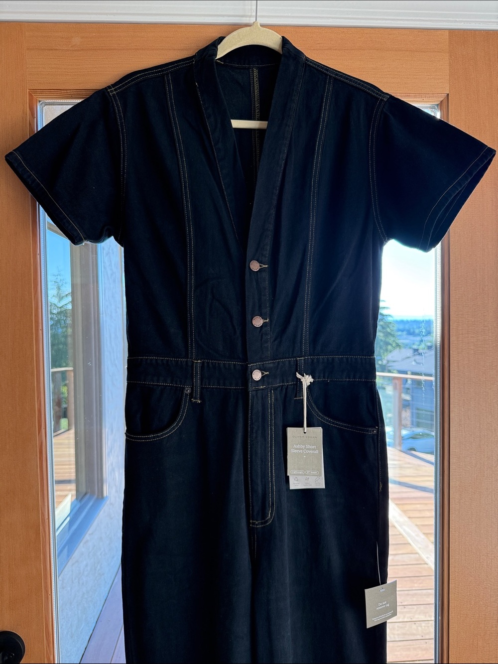 Oliver Logan Ashby Short Sleeve Coverall — Dark Jean